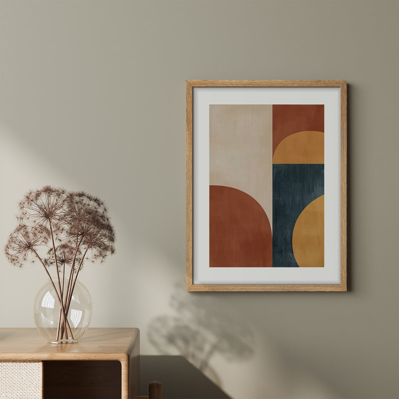 Reproduction d'art encadrée abstraite pour décoration intérieure moderne, Naturel, H 14 po x l 11 po