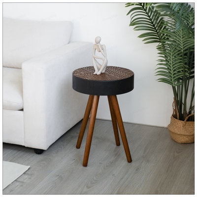 Table basse ronde à plateau sculpté, multifonctionnelle et compacte pour les petits espaces, table de chevet moderne, idéale pour le salon et la chambre à coucher