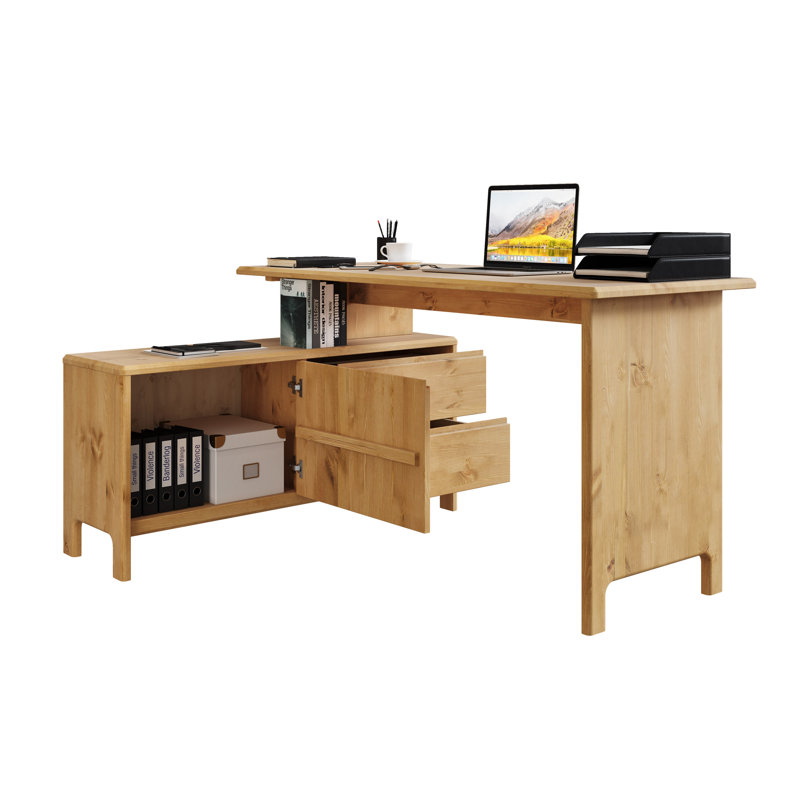 Forgue L-Shaped Solid Wood Accent, Nature Brown Oil, Nature Brown Oil