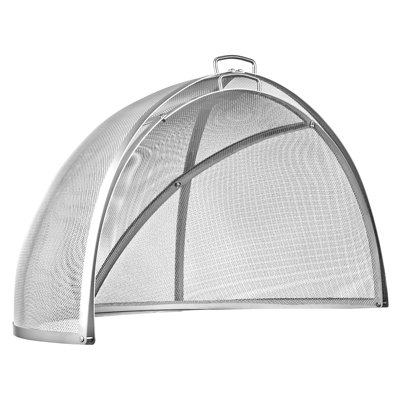 Pare-étincelles pour foyer extérieur, dôme de 91 cm (36 pouces), couvercle en maille d'acier inoxydable, pour l'extérieur, terrasse, jardin, camping, fêtes, avec poignées et tisonnier, résistant aux hautes températures, bloque les étincelles, argent