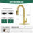 Kitchen Faucet with Pull Down Sprayer, 3-Function Kitchen Sink Faucets with Deck Plate, Fits 1-Hole and 3-Hole Sinks, Single Handle 304 Stainless Steel, Brushed Gold-122877577
