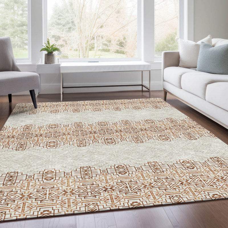 Tapis paprika de qualité supérieure lavable à la machine Prisco, Rectangulaire 3 pi x 5 pi