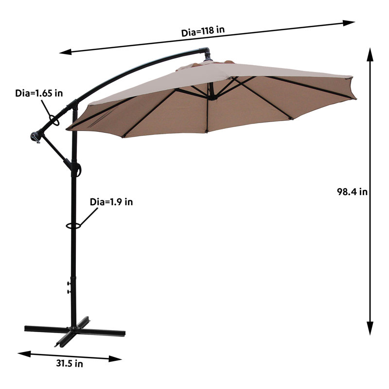 Parasol en porte-à-faux 10 po Iyanna, Brun clair