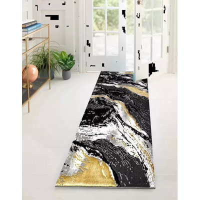 Abstract Flatweave Shag Area Rug