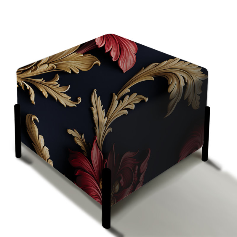 Repose-pieds carré royal damassé Royal Red and Gold