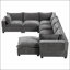 Upholstered 117.5 " Chenille U-Shaped Sectional with Ottoman-1433327129