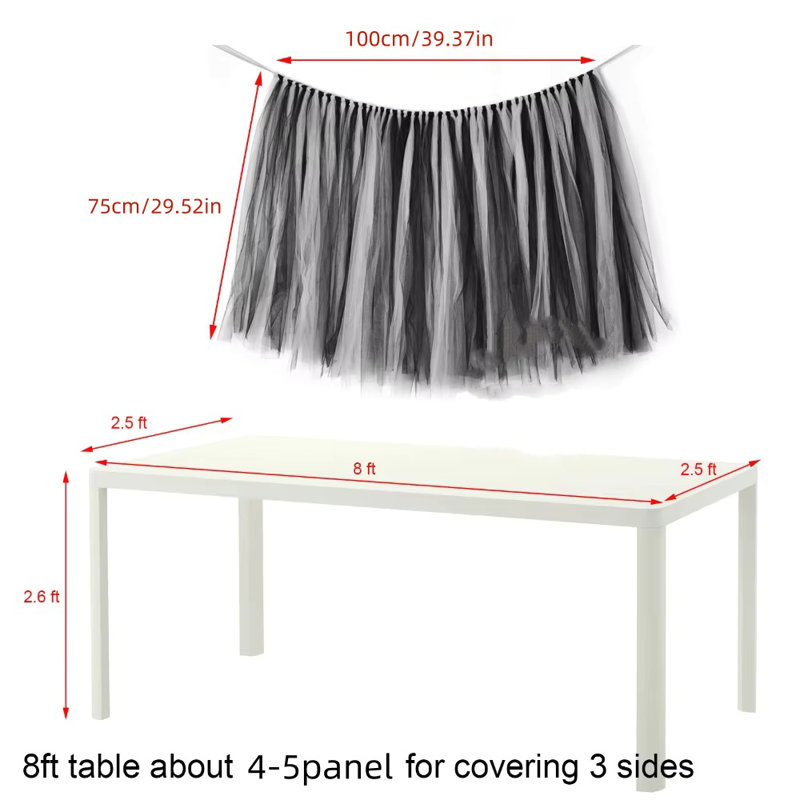 1 jupe de table en tulle 100X75cm, Aqua pâle