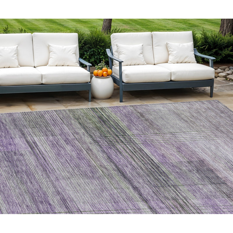 Tapis lavable à rayures 8 po x 10 pi lavande et gris