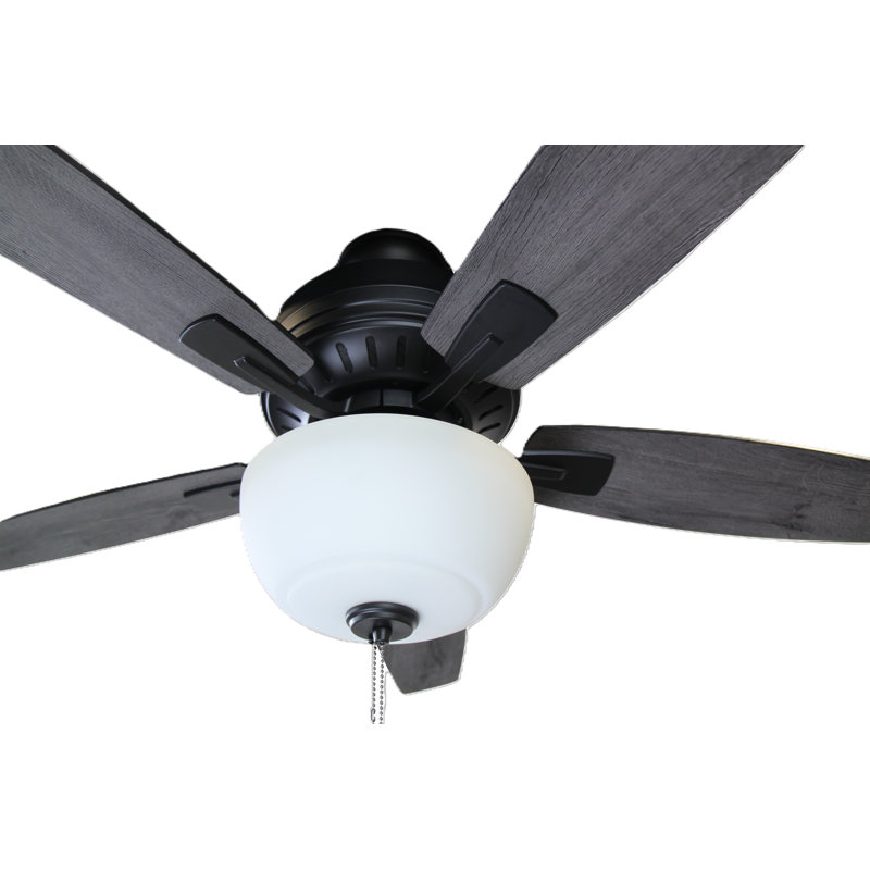 Ventilateur de plafond en nickel brossé 52 pouces avec ensemble d'éclairage DEL Fusion, Noir mat, Black