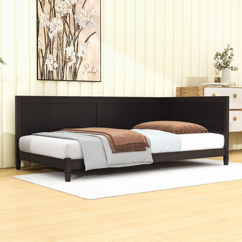 Wood Daybed Bed with Sturdy Slats and Center Legs, Espresso, Twin