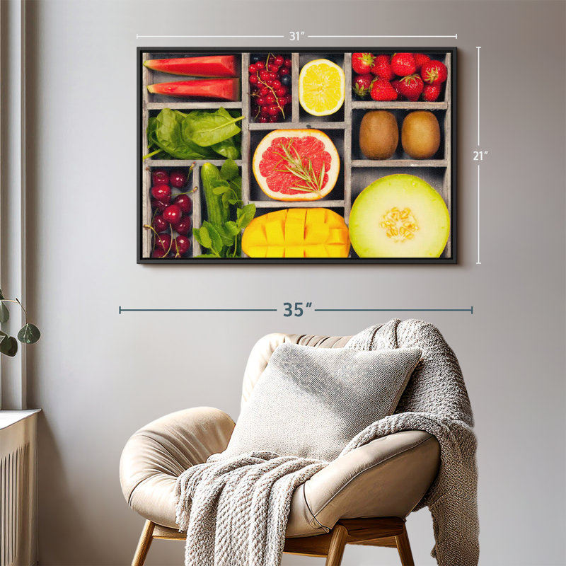 Légumes et fruits, impression sur toile Bento, H 21 po x l 31 po