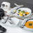 Fiona 18 Pieces Porcelain Square Black and White Dinnerware Sets, Service for 6