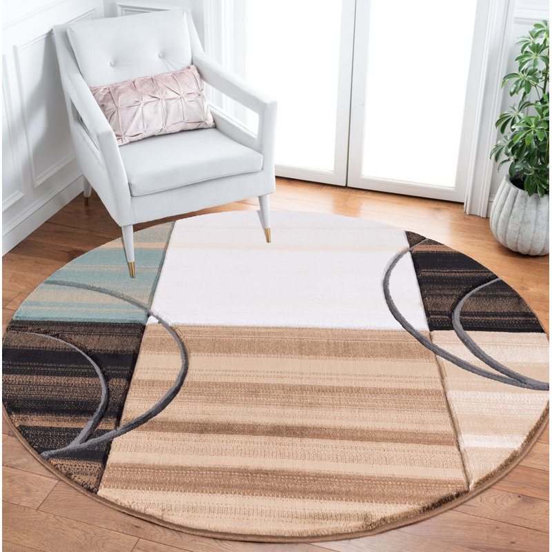 Tapis abstrait brun / beige Anjolie, Rectangle 8 pi 7 po x 11 pi 11 po