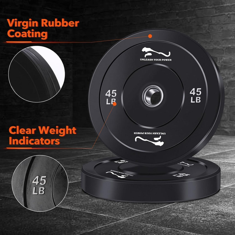 Rubber Coated 10LB Weight Plate Pair for 2" Bars, Noise Reducing Home Gym Plates