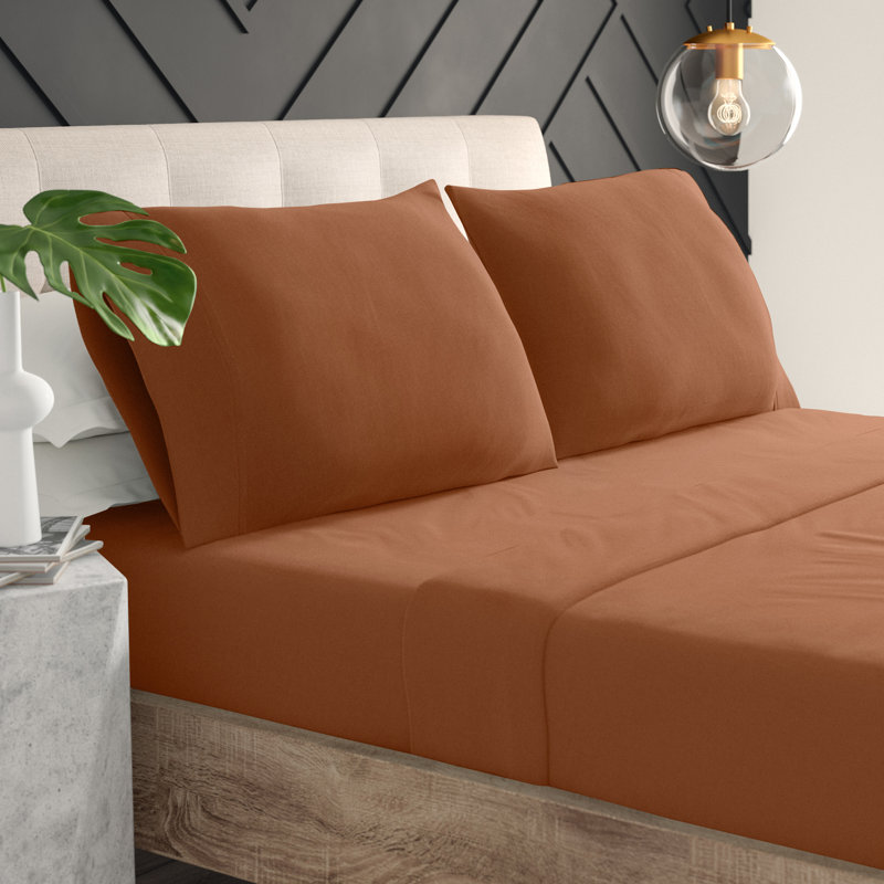 Microfiber Percale Sheet Set with Deep Pocket Fitted Sheet, Bronze, King Sheet Set + 1 Fitted Sheet + 2 Pillowcases