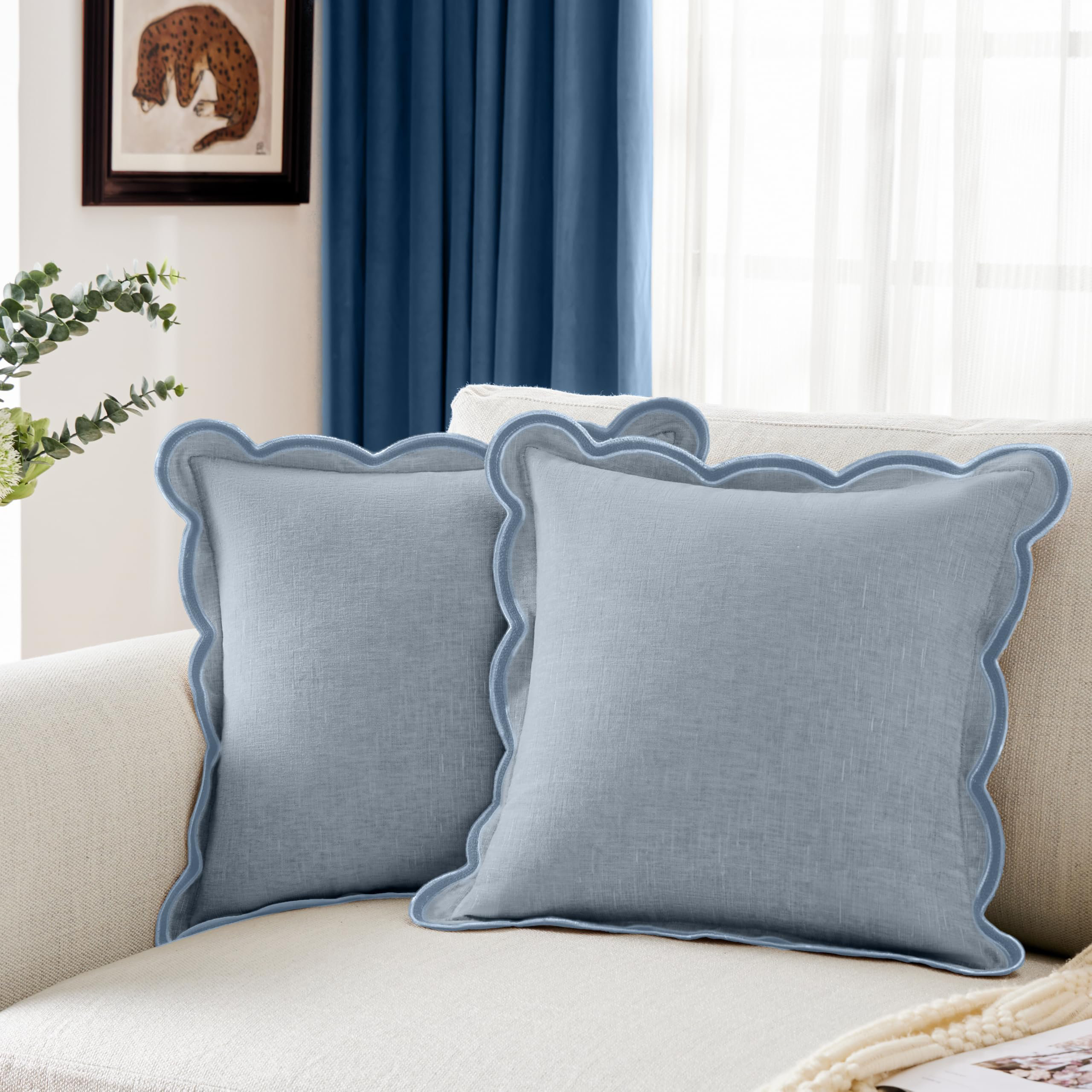 KAISHENGDAA Scalloped Pillow Cover Pack Of Spring Chenille