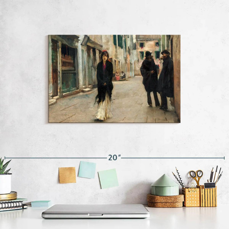 Rue Leisha à Venise en 1882, H 8 po x l 12 po