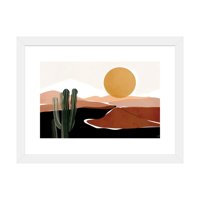 «Desert Calm» par Bria Nicole - impression d'art graphique, H 24 po x l 32 po x P 1 po, Papier encadré blanc, Blanc