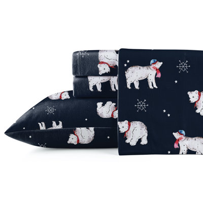 Pointehaven 180 GSM Printed Flannel 100% Cotton Deep Pocket Sheet Set