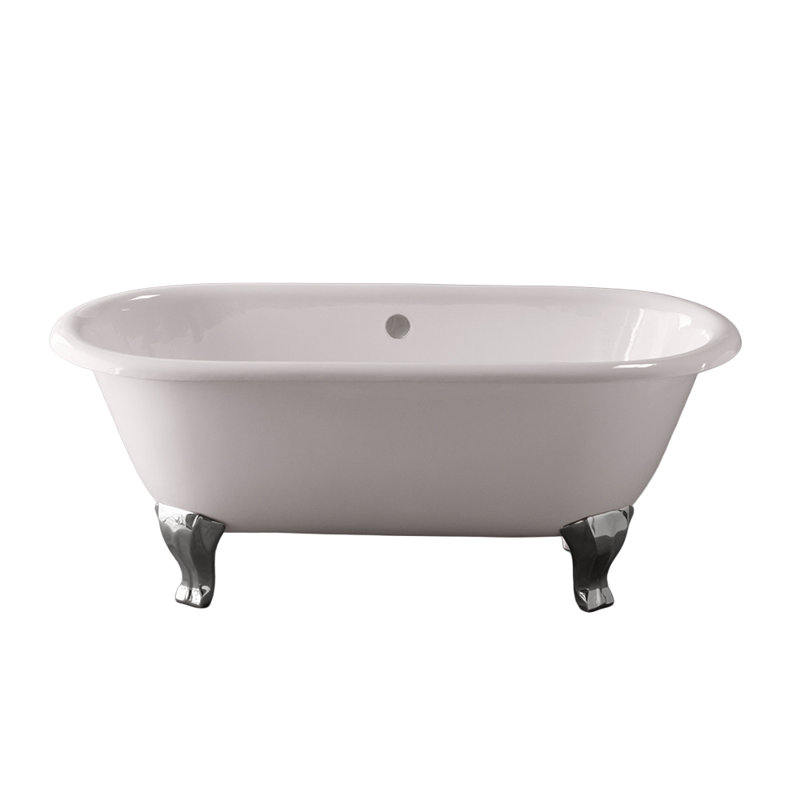 Baignoire à pieds à double extrémité en fonte 5 pi The Como par Strom Living, Chrome chrome