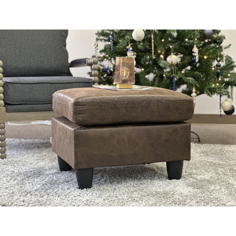 Repose-pieds Sierra en similicuir, Marron foncé