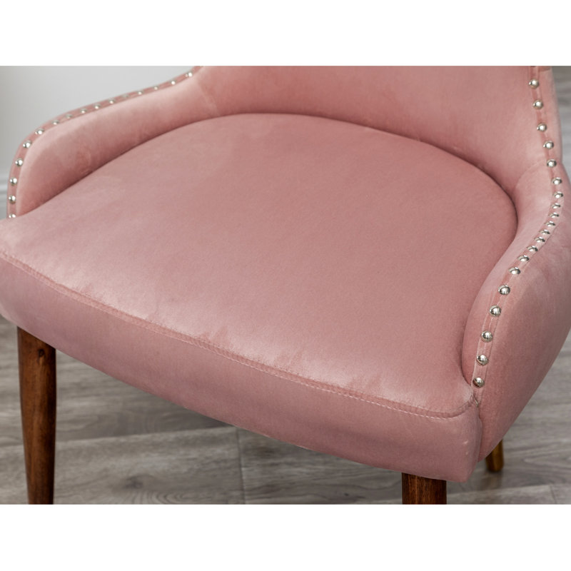 Fauteuil à oreilles en polyester de 24 po de largeur Bilski, Rose