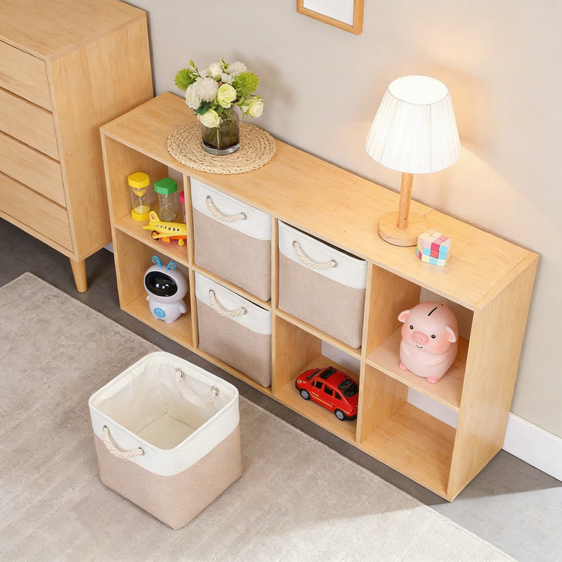 Ensemble de paniers de rangement en toile de 6 paniers en tissu de 13 pouces avec poignées en corde de coton pour l'organisation à la maison, le placard, la chambre de bébé et le bureau