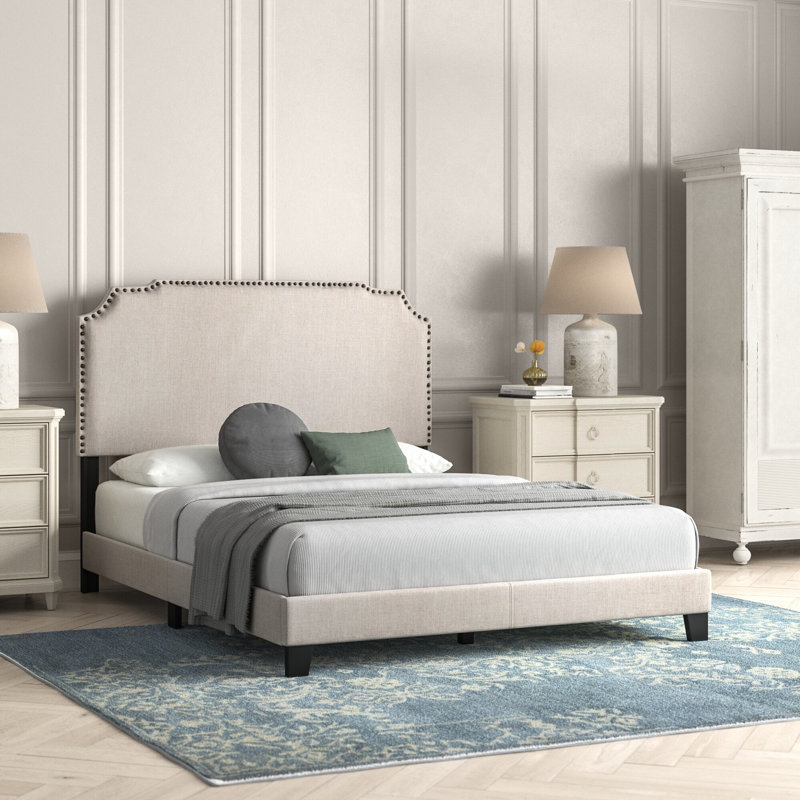 Arsula Upholstered Standard Bed, King, Beige