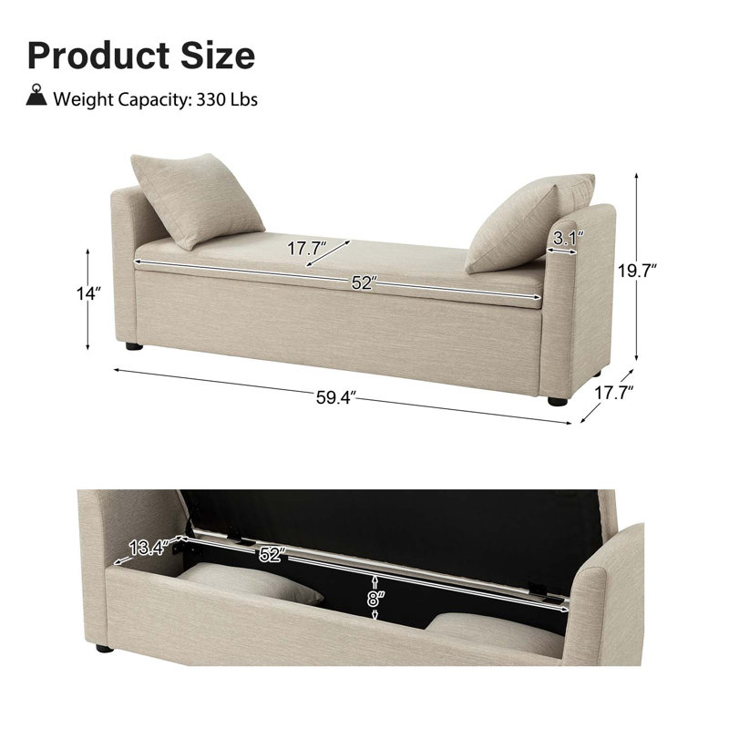 Banc de rangement Aristides, Beige