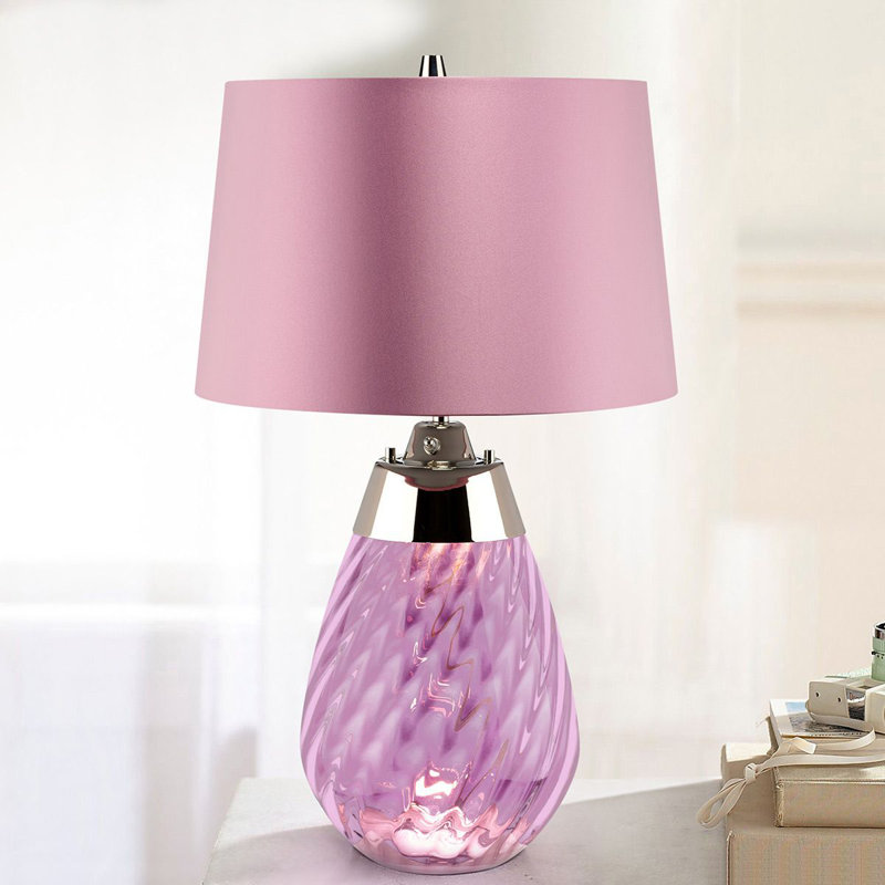 Morrisdale Glass Table Lamp, Pink, Pink