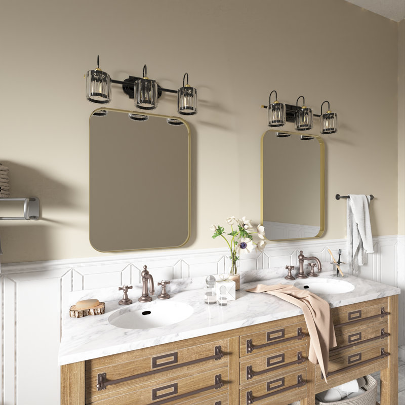 Miroir de salle de bain en aluminium, 30 po x 22 po, Doré