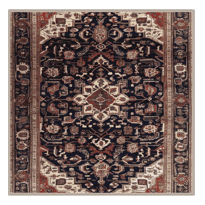 Machine Washable Persian Brown Area Rug, Square 6'