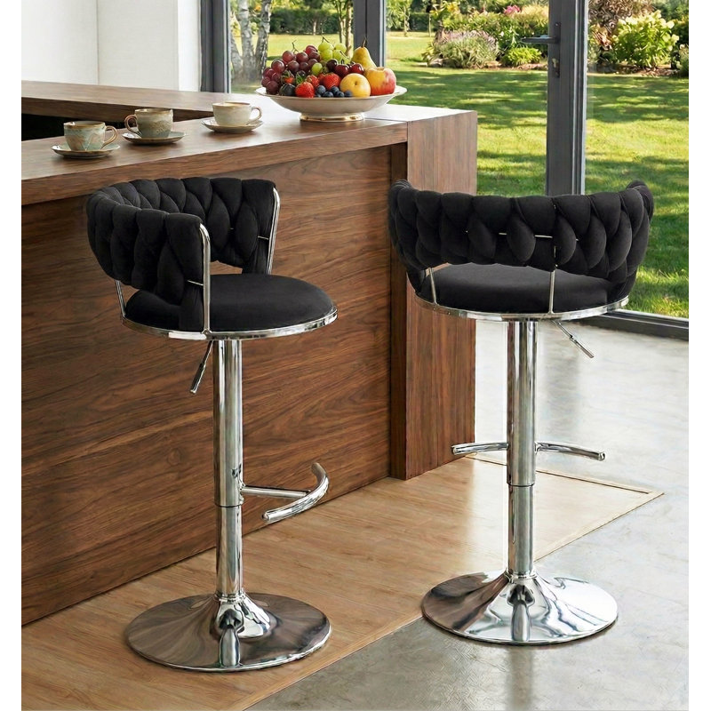 Tabourets de bar réglables Glam, Noir