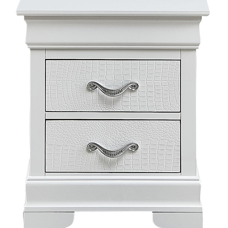 Elegant Transitional Nightstand In Champagne, White 1