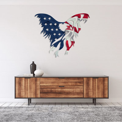 Limited Edition American Flag Eagle Wall Art - Patriotic Bald Eagle Canvas Print - USA Flag Artwork - Americana Home Decor - Freedom Symbol Wall Hanging - Vintage Rustic American Art - Large Statement Decor Print