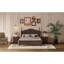 Structure de lit double en bois pleine grandeur, lit plateforme de style rétro avec support en lattes de bois-165851586-165851587