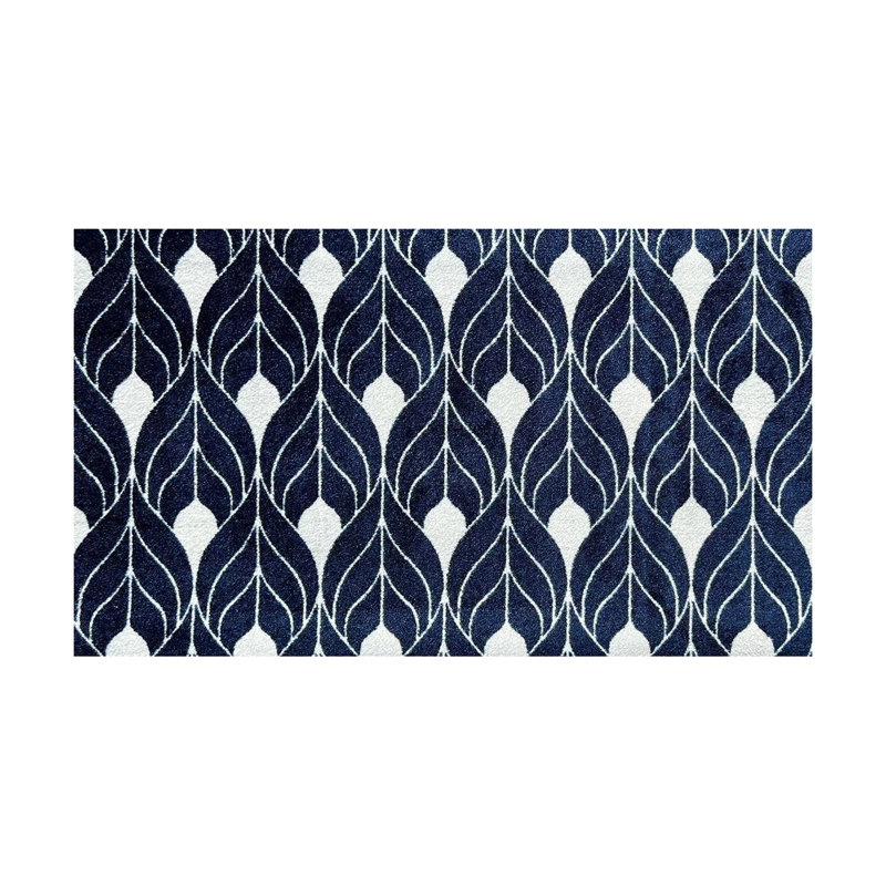 Tapis de sol lavable moyen Tulle bleu marine et blanc, Bleu, L 28 po x L 47 po