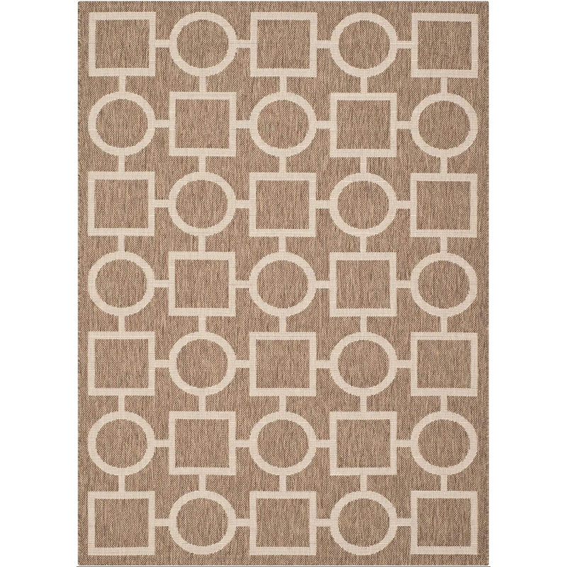 Arneshia Geometric Brown/Tan Area Rug, Rectangle 5'3" x 7'7"