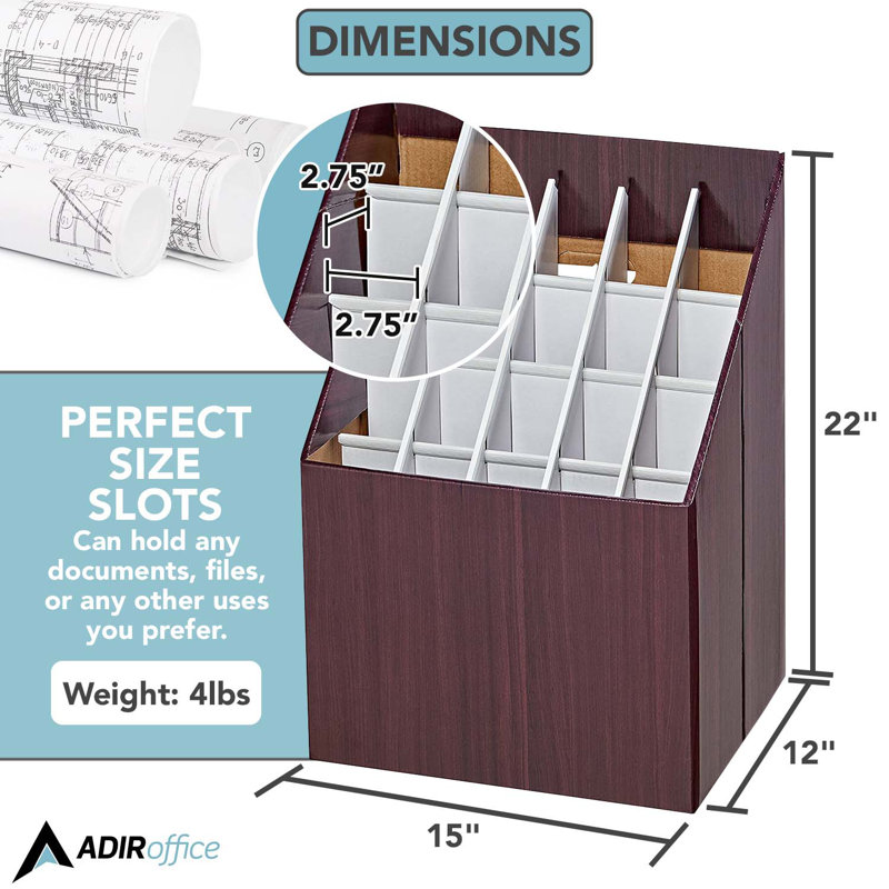 20-Slot Upright Blueprint Map Roll File Corrugated Storage Box