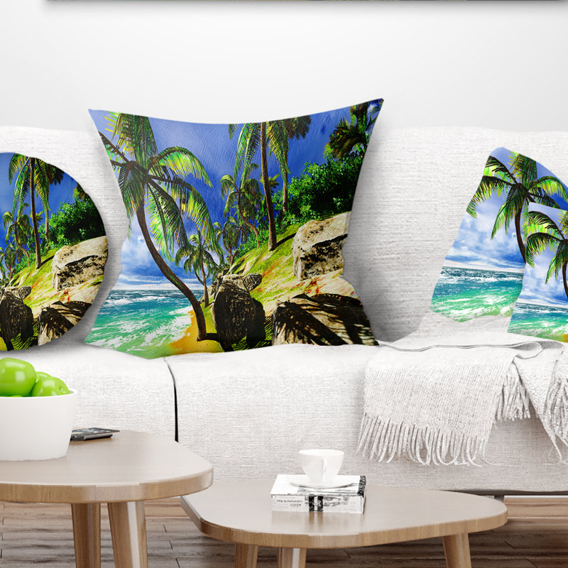 Coussin Seascape Palmiers à Hawaï, 16 po x 1 po, Coussin décoratif