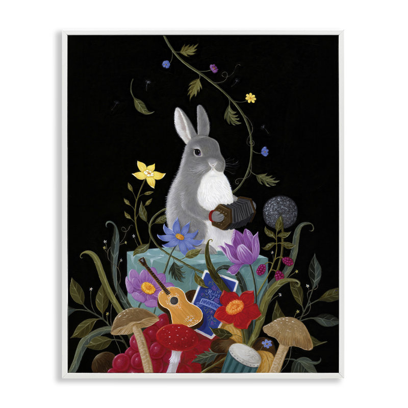 Lapin avec collection musicale, estampe numérique, conception de Gina Matarazzo, H 30 po x l 24 po