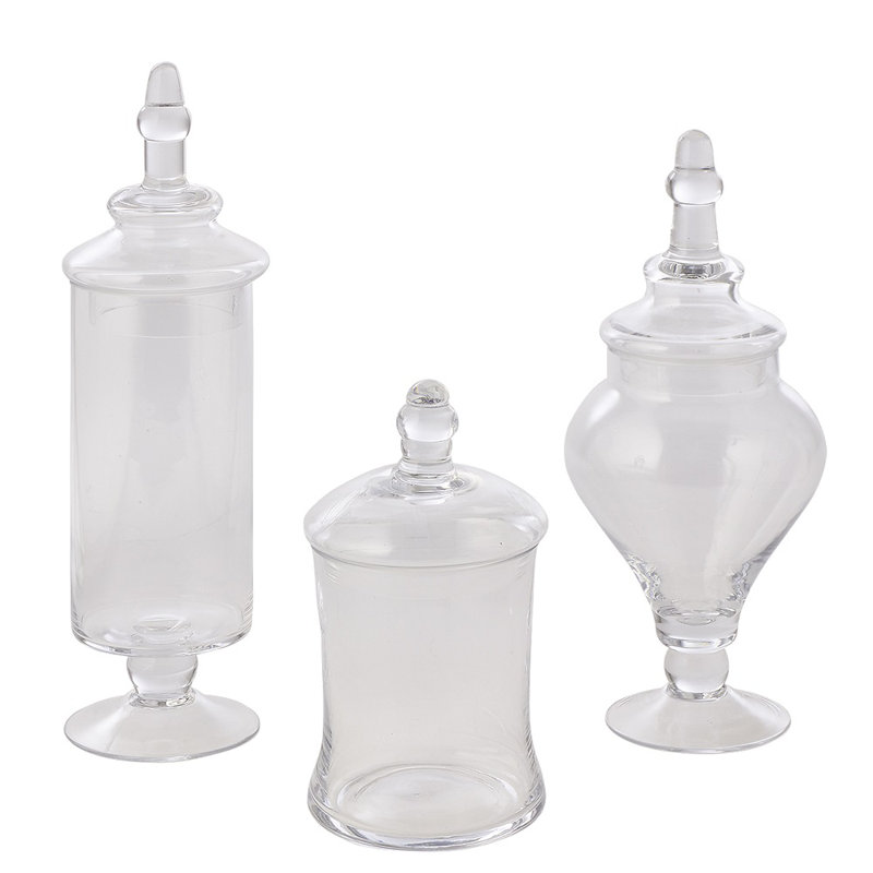 Pot d’apothicaire en verre d’intérieur/extérieur transparent 10,25 po annaclara