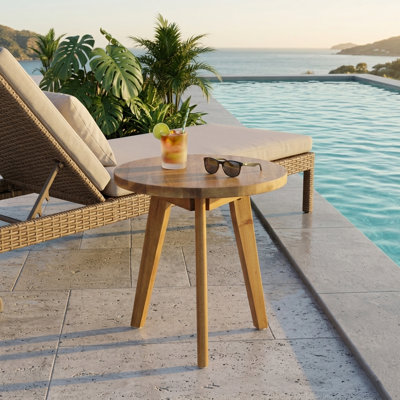 Marina Mid-century Modern Round Acacia Wood End Table With Tripod Legs