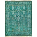 Overdye Antique Weave hand-knotted New Zealand Wool Green Area Rug