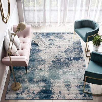 Tapis abstrait gris / bleu Kyeshia