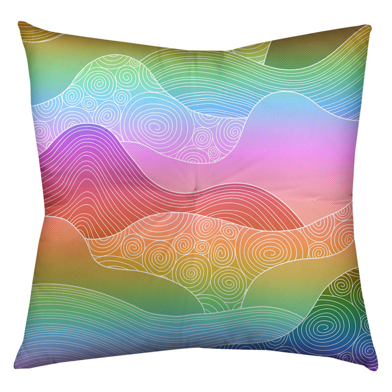 Coussin décoratif Katelyn Elizabeth, 26 x 26, Vert / Mauve / Bleu