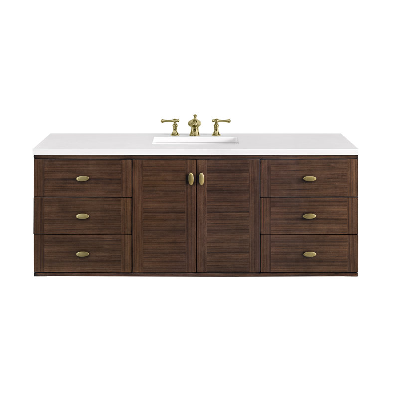 Amberly 60" Single Bathroom Vanity Set, White Zeus, 8" Widespread
