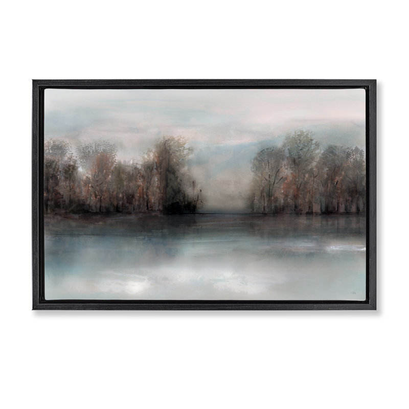 Mirage de la forêt sombre, H 21 po x l 31 po, Cadre flottant noir de jais
