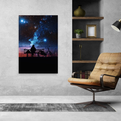 Nuit étoilée, solitude, paysage abstrait surréel, paysage tranquille, art mural