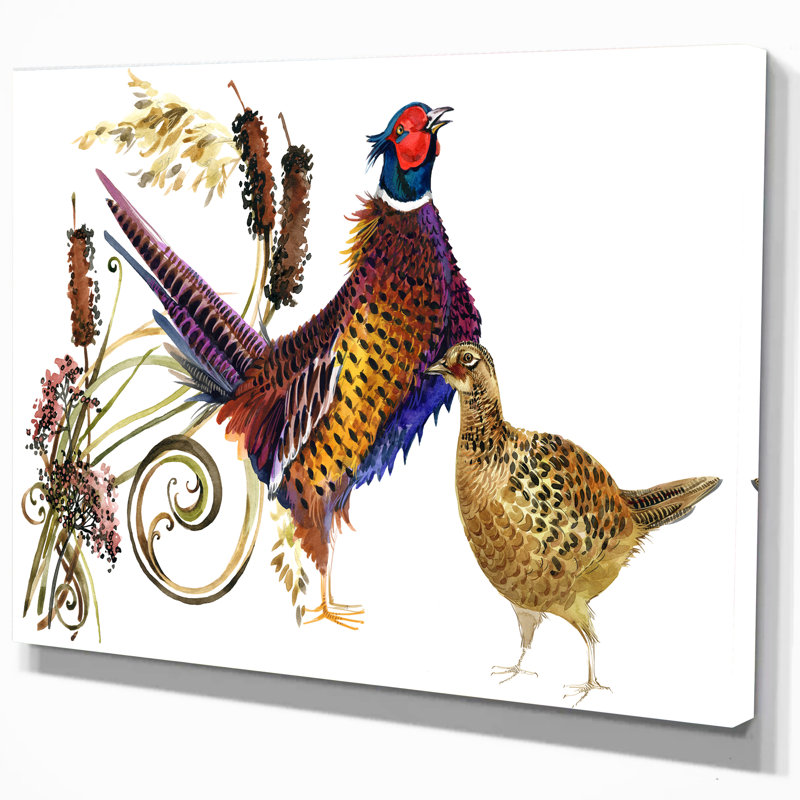« faisan oiseau illustration », peinture, H 20 po x l 20 po x P 1 po, Toile tendue
